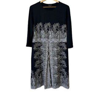 J. Jill Wearever Collection  Womens Paisley Midi Dress Black Gray Size M…